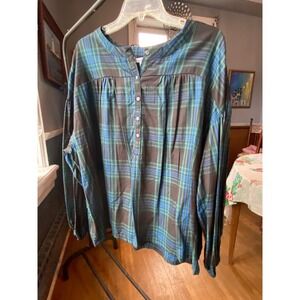 Women's, Plus XXXL (22), "Every Moment",Plaid, l/s, volume shirt. NWT. Plaid